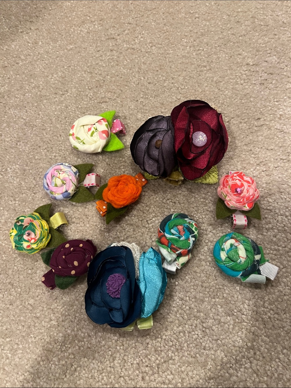 M2M MJ Assorted Kids Floral Fabric Hair Clips - Multicolor Set